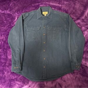 Cabelas Chamois Shirt Men L Reg Blue Long Sleeve Heavyweight Hunting Soft Button